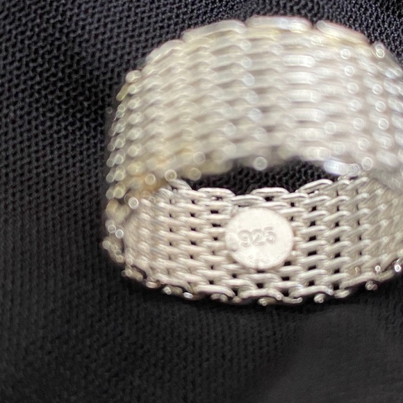 Sterling Silver Plated Woven Mesh Band Ring - Picture 8 of 10